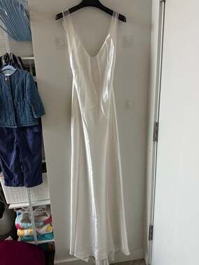 Galvan London White Satin Bridal Gown Sheer Panels 36